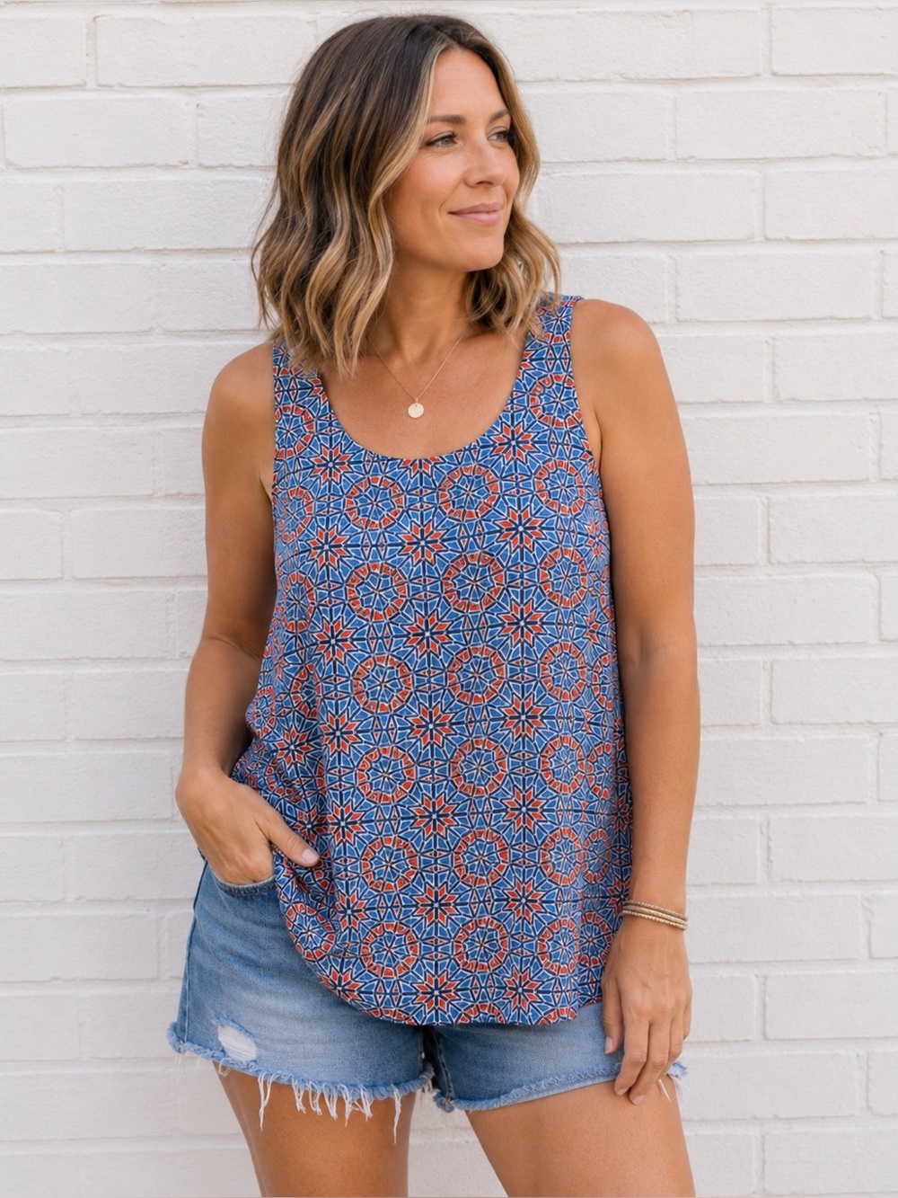 J.Crew Sleeveless Geometric Print Tank Blouse – Size 12